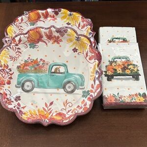 The Pioneer Woman Pumpkin Dot Truck Paper Plates 2 sets